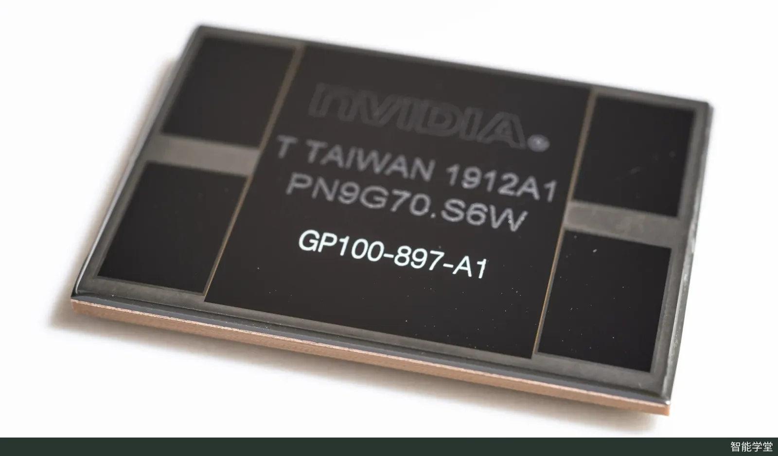 Photo of the GP100 chip used in the NVIDIA Tesla P100 accelerator card; the P100 is one of Kaggle's free GPU options